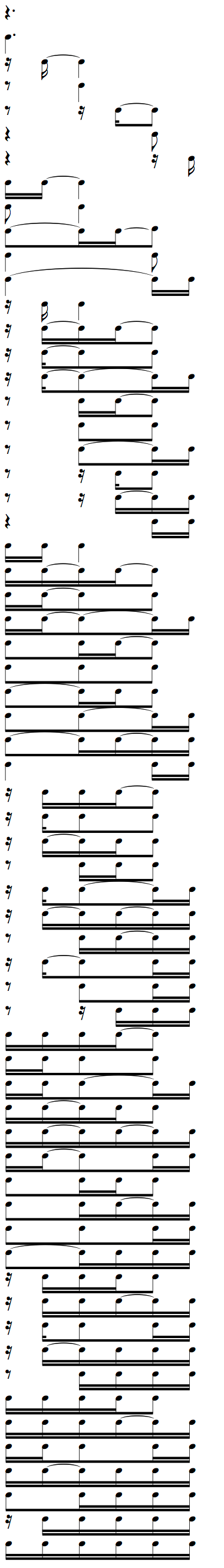 Complete Rhythms cheat sheet for Dotted Quarter Note with 16th Notes Tied Ties Weak Beat