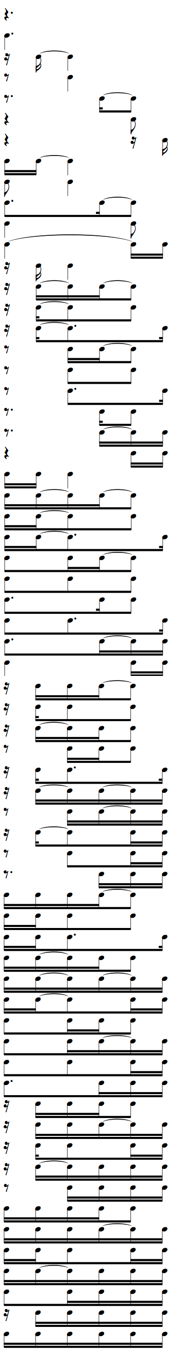 Complete Rhythms cheat sheet for Dotted Quarter Note with 16th Notes Tied Ties Weak Beat